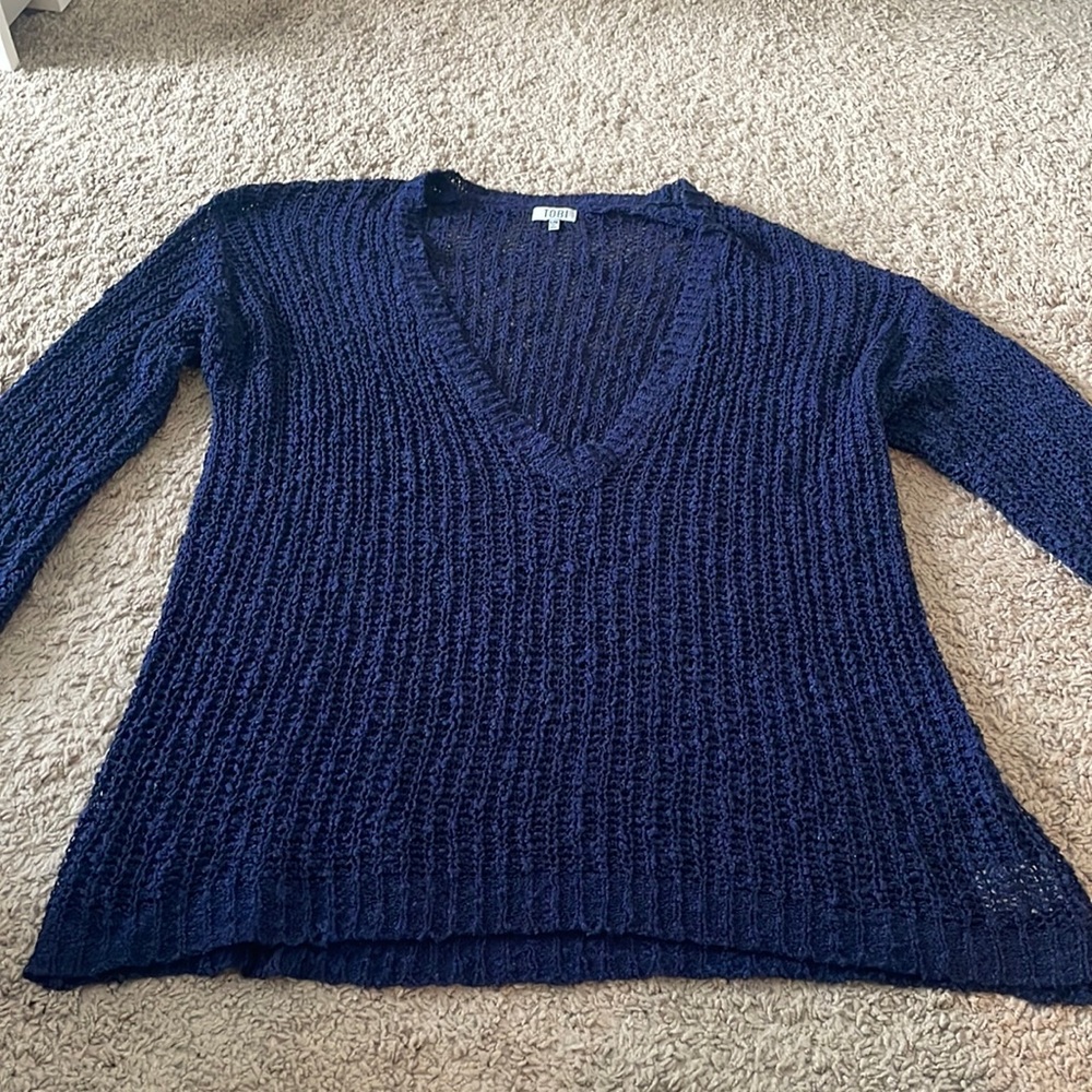 TOBI L navy blue holed sweater. Oversized. Super comfy, lightly worn!